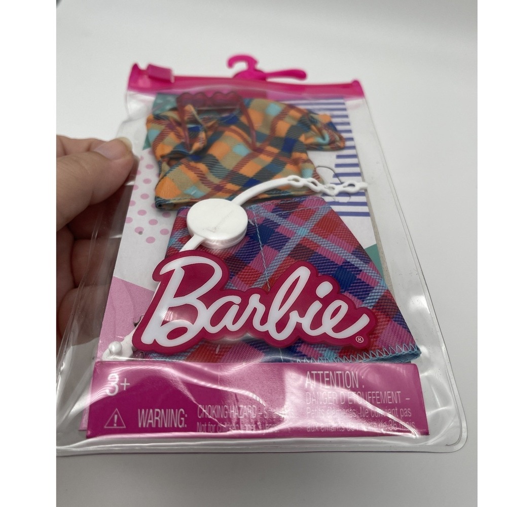 Barbie Doll Fashion Pack Plaid Top Skirt Sunglasses Purse GRC10 Mattel NEW - Picture 3 of 4